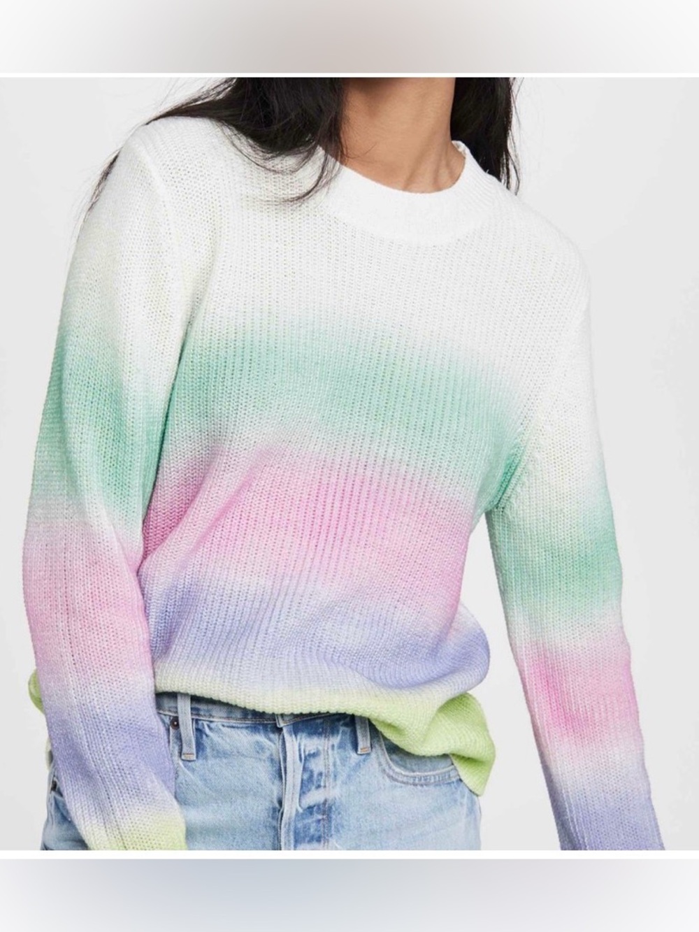 Pastel Ombre Crewneck Sweater - White Multi